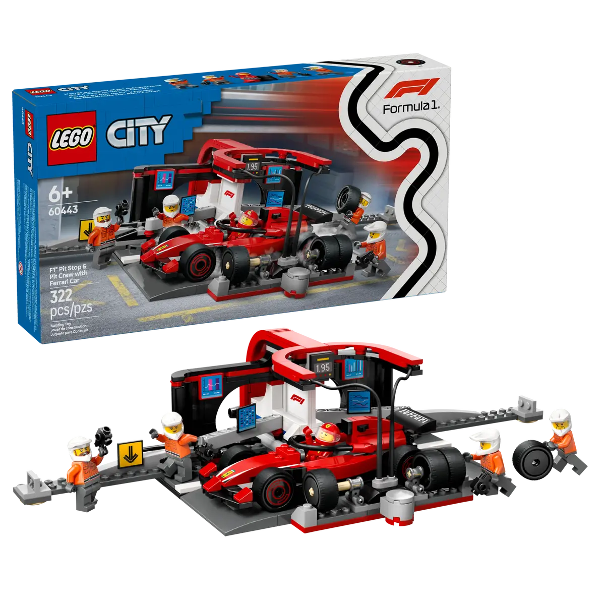 LEGO City F1 Pit Stop & Pit Crew with Ferrari Car Set (60443)