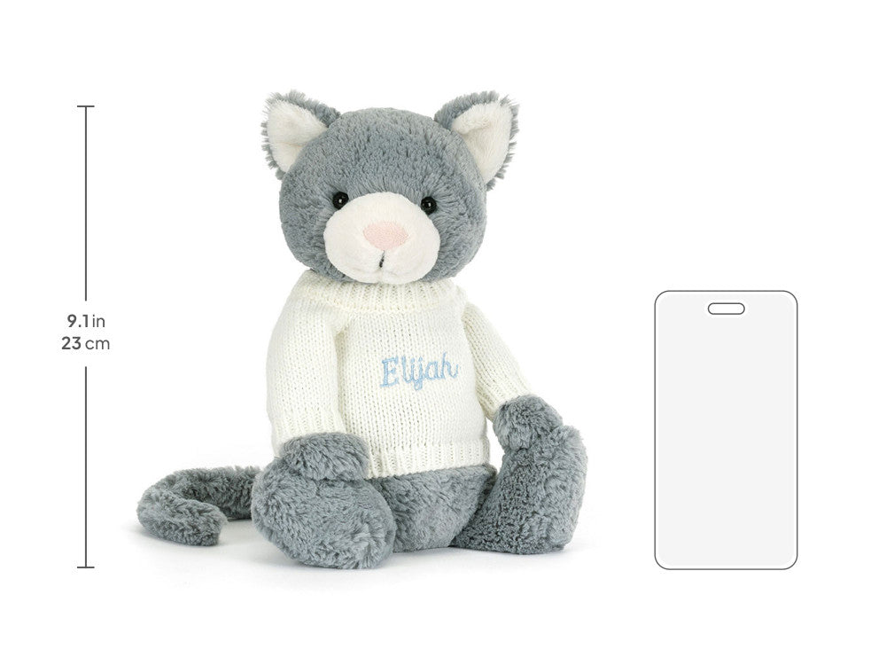Bashful Kitten with Personalized Cream Jumper