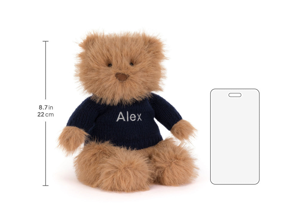 Bartholomew Bear Bouffant with Personalized Navy Jumper