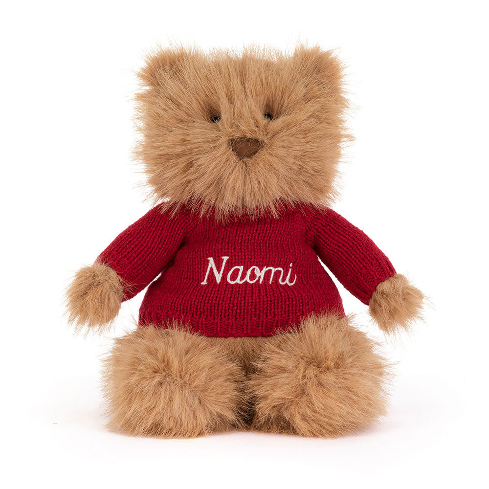 Bartholomew Bear Bouffant with Personalized Red Jumper