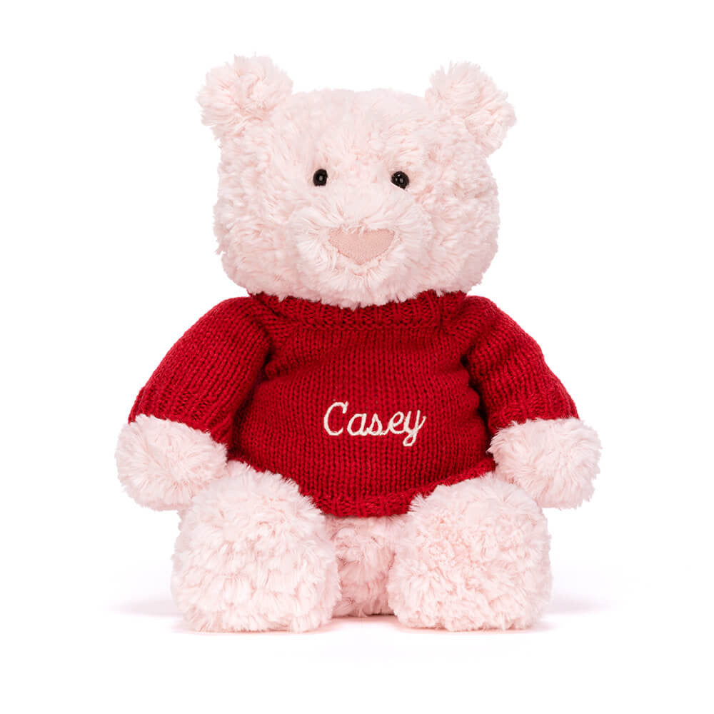 Leola Bear with Personalized Red Jumper